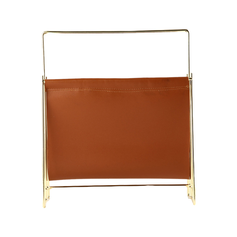 Nordic simple metal leather magazine rack iron home decoration newspaper rack book storage rack wholesale