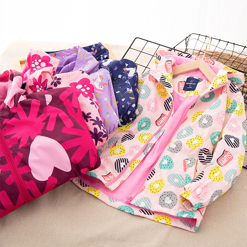 Детская одежда осень и зима новый стиль ветровка средней длины для девочек толстая куртка из велюра