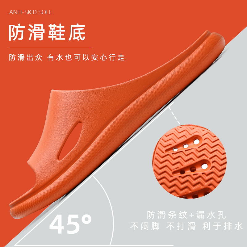 Household Men's and Women's Non-Slip Bathroom Slippers for Summer Indoor Bathing Leaking Eva Wear-Resistant Slippers with a Poop-Feeling Feel