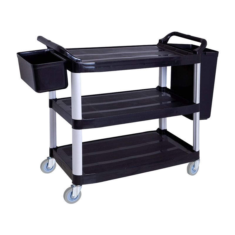 Трехъярусная пластиковая тележка для еды, бесшумные колеса