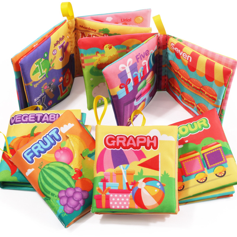 Кросс-бордерная трехмерная книга из ткани для раннего обучения, английские формы, с шумящей бумагой