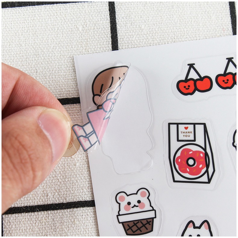 Cartoon Kidsren's Stickers Transparent Pvc Self-Adhesive Stickers Bagged Animal Stickers Labels Waterproof Creative Stickers