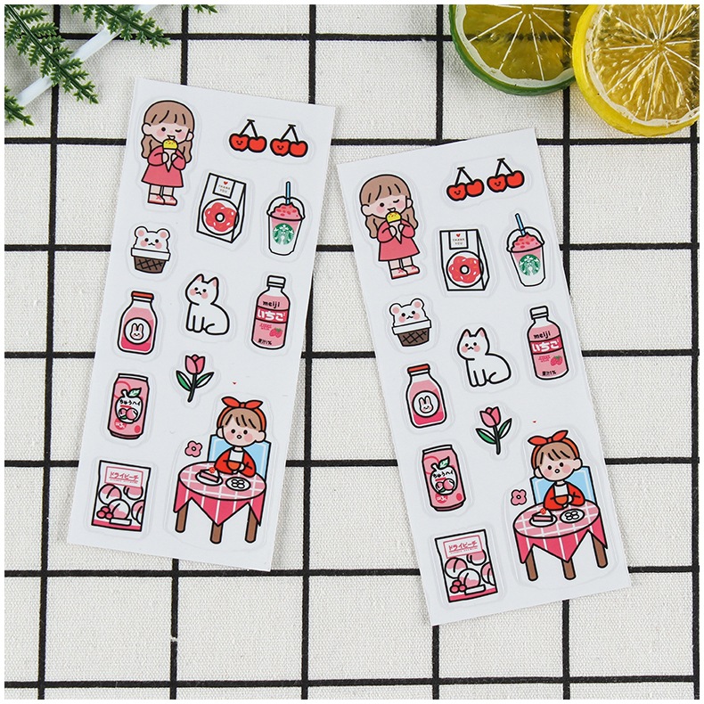 Cartoon Kidsren's Stickers Transparent Pvc Self-Adhesive Stickers Bagged Animal Stickers Labels Waterproof Creative Stickers