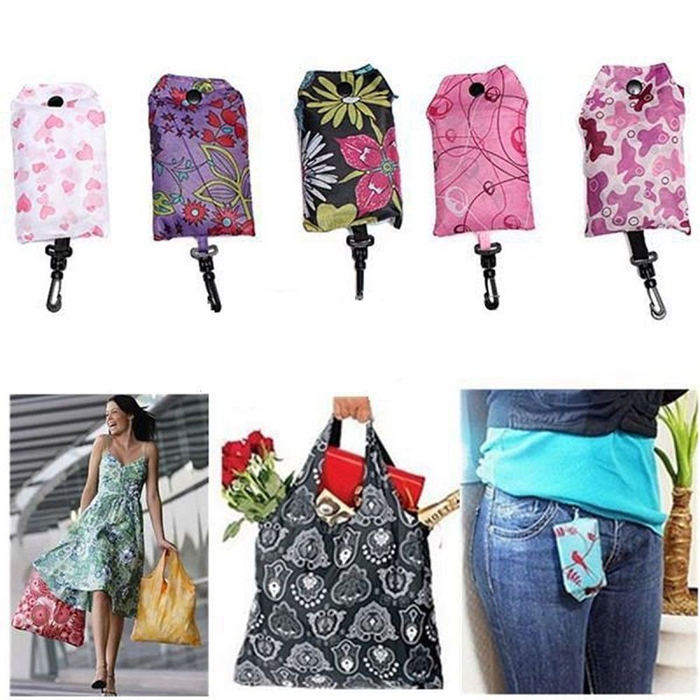 New Creative Printed Cloth Mobile Phone Foldable Shopping Bag Supermarket Portable 190T Polyester Shopping Bag Storage Bag