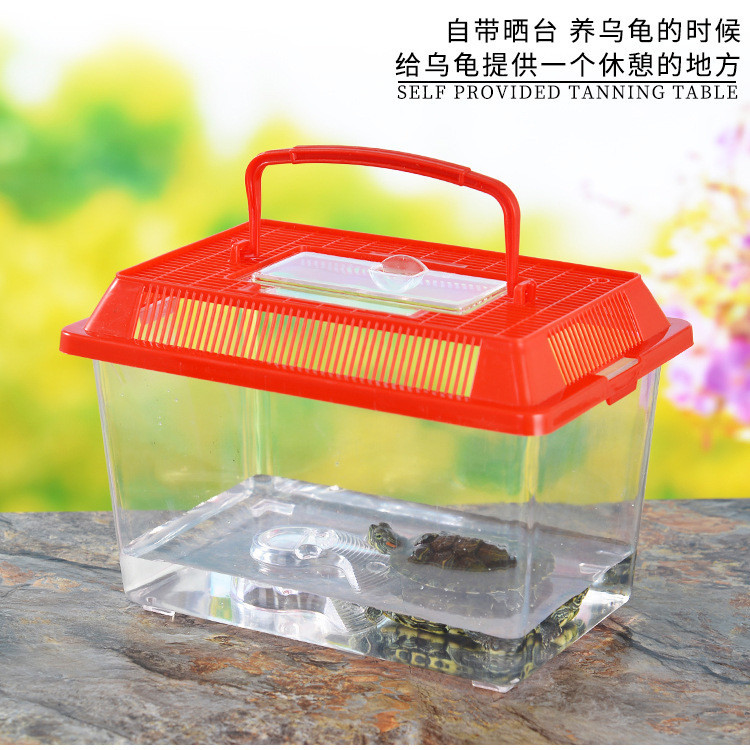 Large, medium and small portable plastic fish tank turtle tank turtle tank turtle tank turtle box plastic tank amphibious turtle tank wholesale