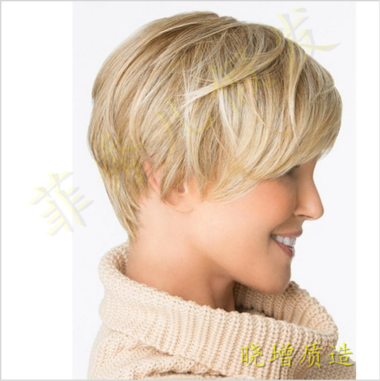 Source manufacturers fashion Chemical Fiber wig short hair full head hair hairs Blonde European and American women's wig spot wholesale
