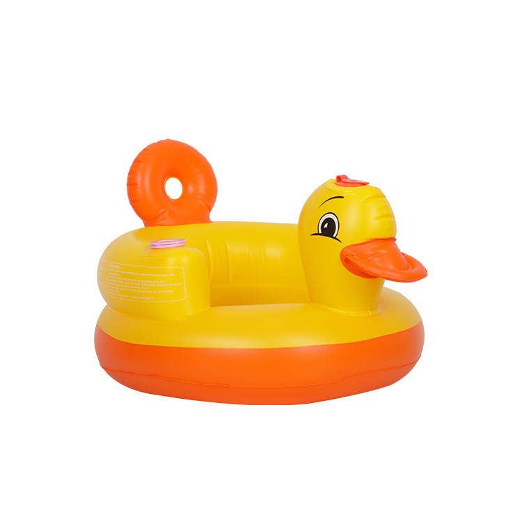 Cross-Border round bottom small yellow duck baby inflatable small sofa learning seat foldable toy pvc material