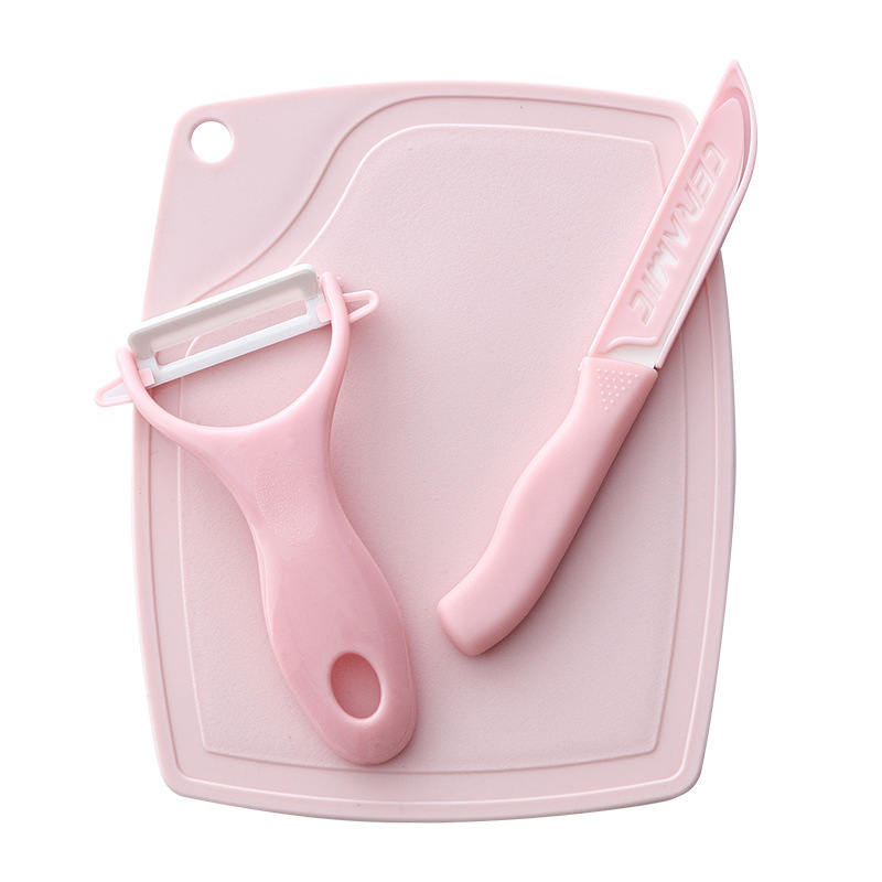 Imitation Ceramic Fruit Knife Set Three-Piece Cutting Board Chopping Board Melon and Fruit Knife 3-Piece Set Baby Food Knife Peeling Knife