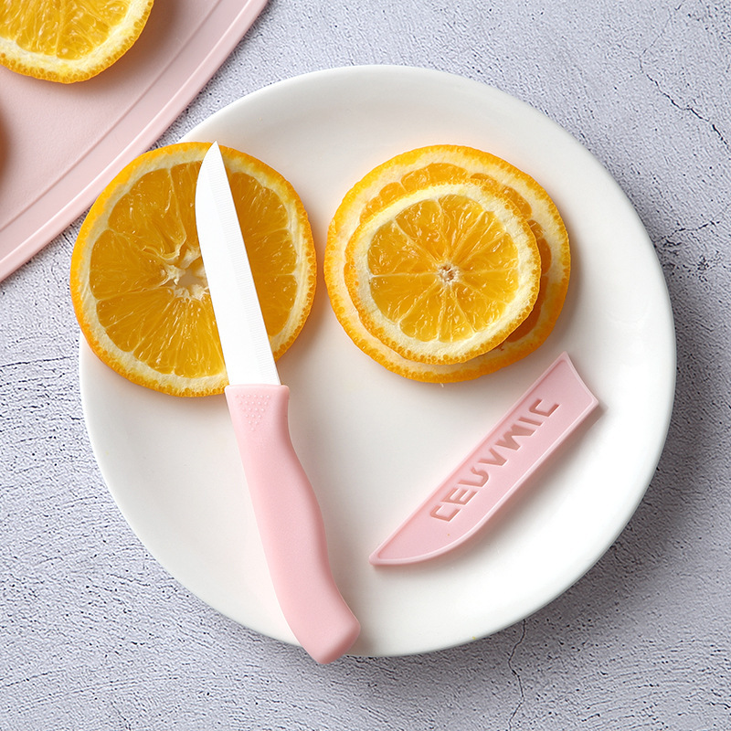Imitation Ceramic Fruit Knife Set Three-Piece Cutting Board Chopping Board Melon and Fruit Knife 3-Piece Set Baby Food Knife Peeling Knife