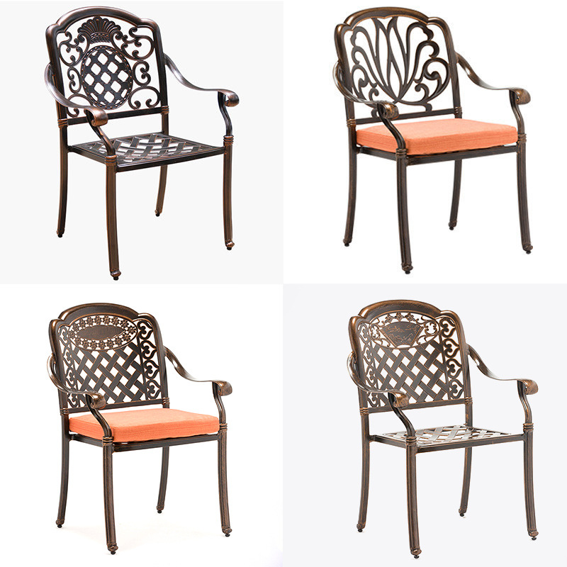Outdoor Cast Aluminum Chair, Outdoor Table and Chair, Balcony Courtyard Die-Cast Craft Chair, Cast Aluminum Dining Table, Cast Aluminum Back Chair, Simple