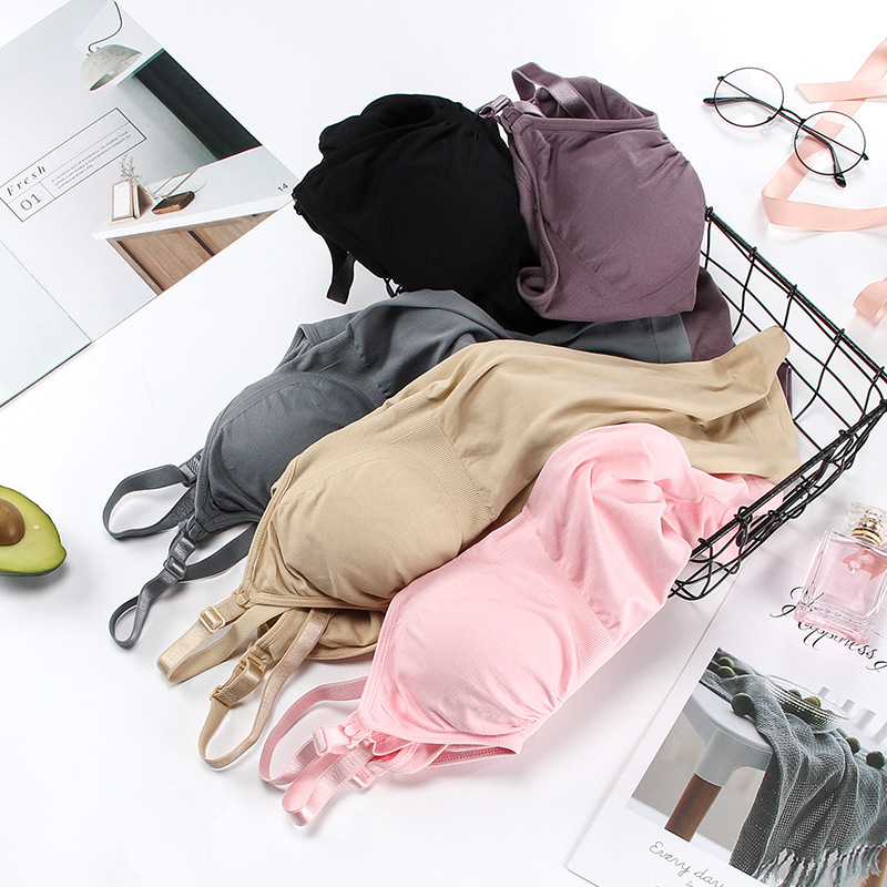 Maternity Nursing Bra, Tummy Control Intimates, Postpartum Long Top, Camisole, No Steel Ring, Padded Front Buckle for Breastfeeding