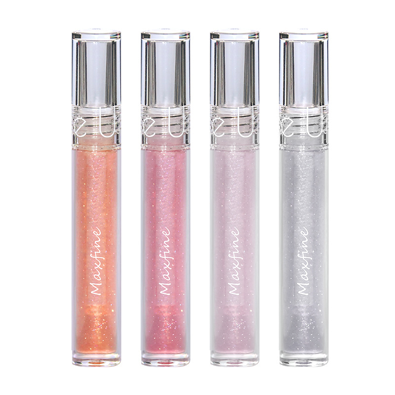 Maxfine Water-Glossy Beautiful Crystal Shiny Micro-Shimmering Lip Glaze Lip Gloss for Male and Female Students Lip Gloss Plump and Moisturizing Lip Balm