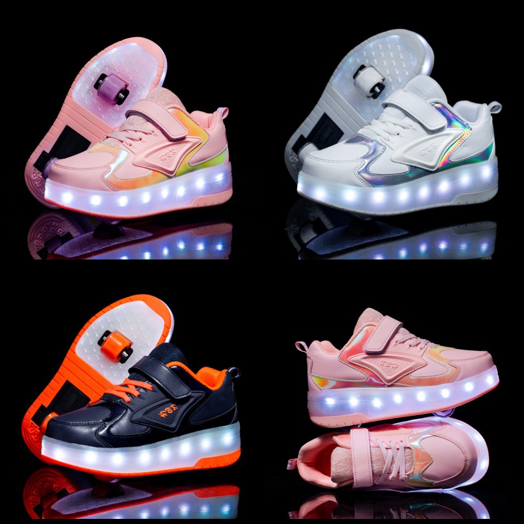 Manufacturers for cross-border two-wheel heywalk shoes Children's luminous pulley shoes boys and girls skates with light wheel shoes