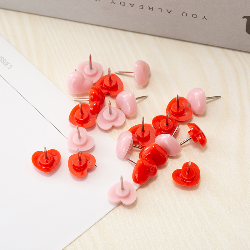 Yiwu factory I-shaped nails red love nails cork plastic thumbtacks press nails heart-shaped nails