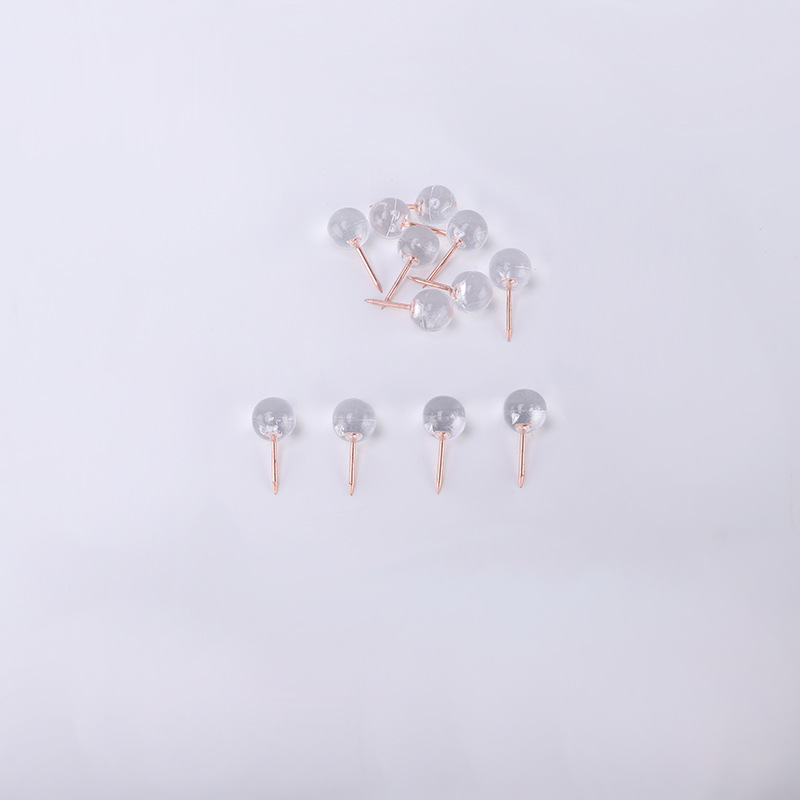 "factory Direct Sales" Rose Gold Transparent Round Ball Nail Photo Wall Cork Board I-shaped Nail Map Mark