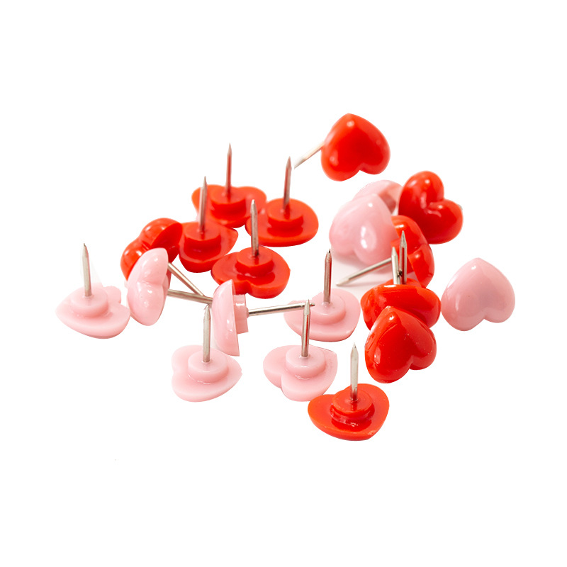 Yiwu factory I-shaped nails red love nails cork plastic thumbtacks press nails heart-shaped nails