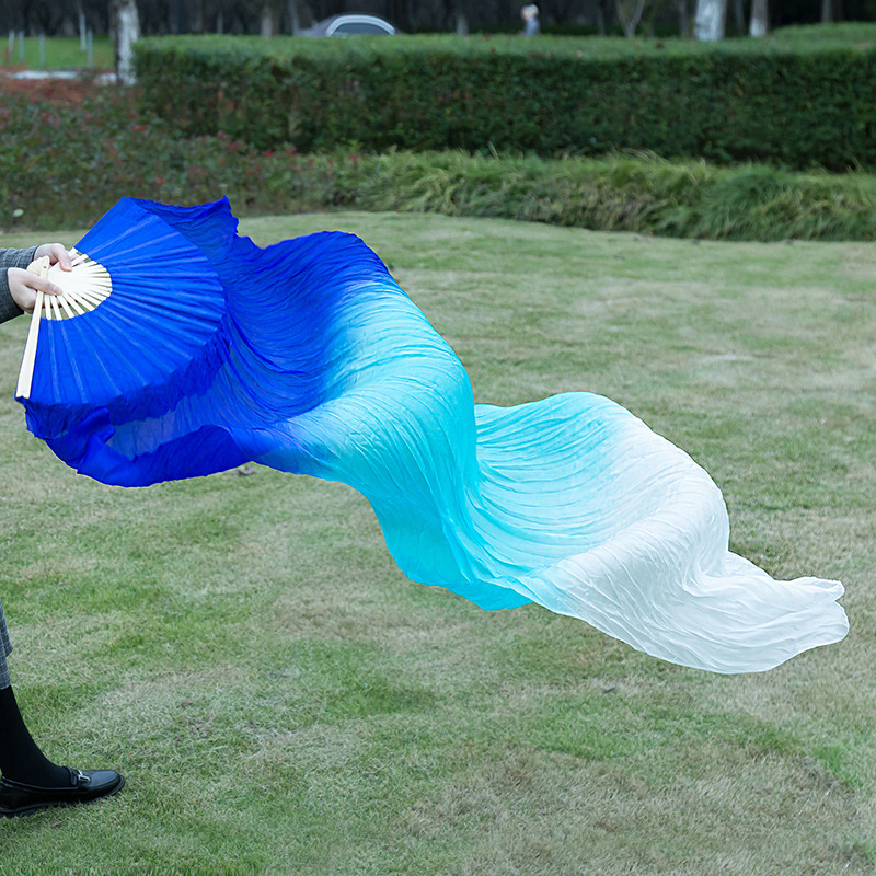 1.5 m three-color dance fan lengthened dancing fan Yangko long silk fan square dance morning exercise fan dance props