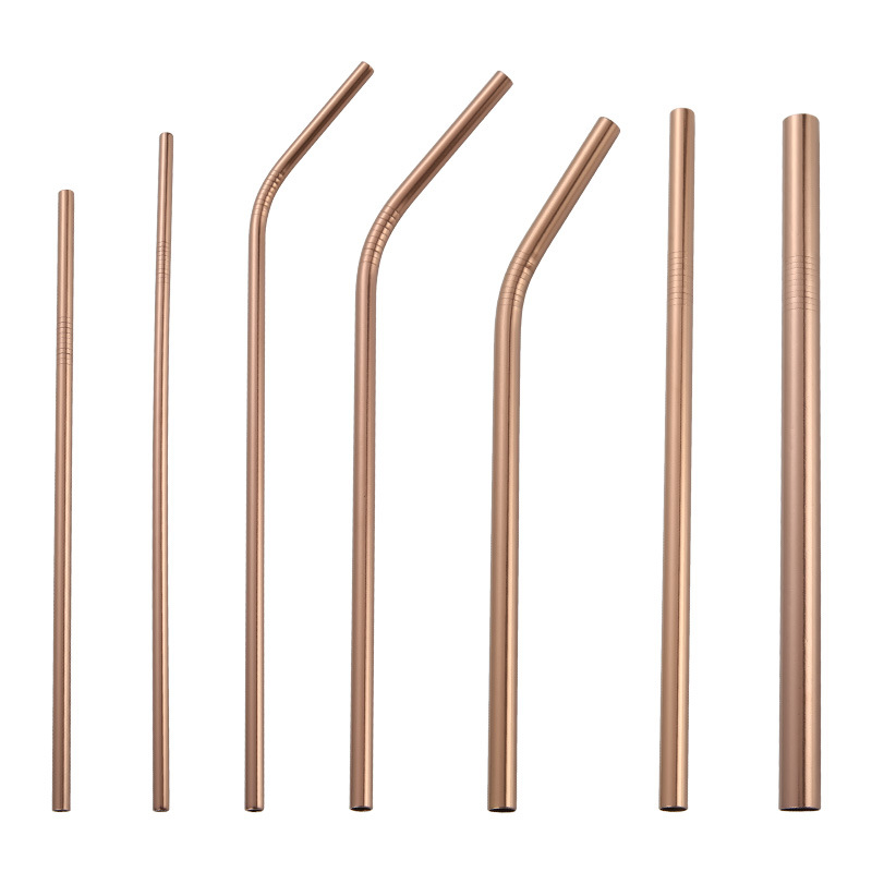 Cross-border direct selling food grade 304 stainless steel straw set children adult 316 stainless steel colored metal straw