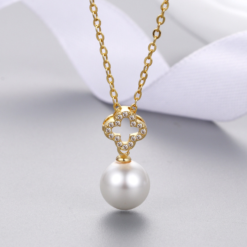 Japanese and Korean Fashion Micro-inlaid Small Pendant Cross Necklace Personality Simple Pearl Pendant Accessories Women's Empty Holder Finished Products Wholesale