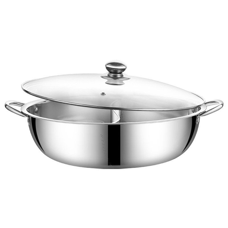 304 Stainless Steel Hot Pot Pot Restaurant Yuanyang Pot Clear Soup Pot Little Sheep Hot Pot with Lid Large Hot Pot Special Pot