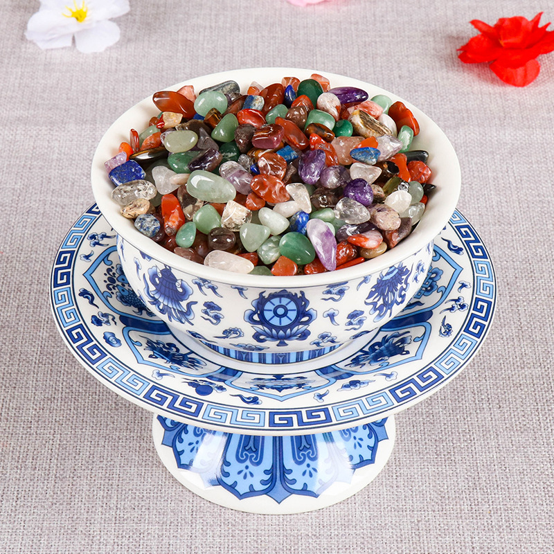 Seven Gemstones Crystal Offering Tray Household Offering Tray for Buddha Seven Treasures Eight Offerings Repair Tray Gemstone Jar Packaging 0.5kg