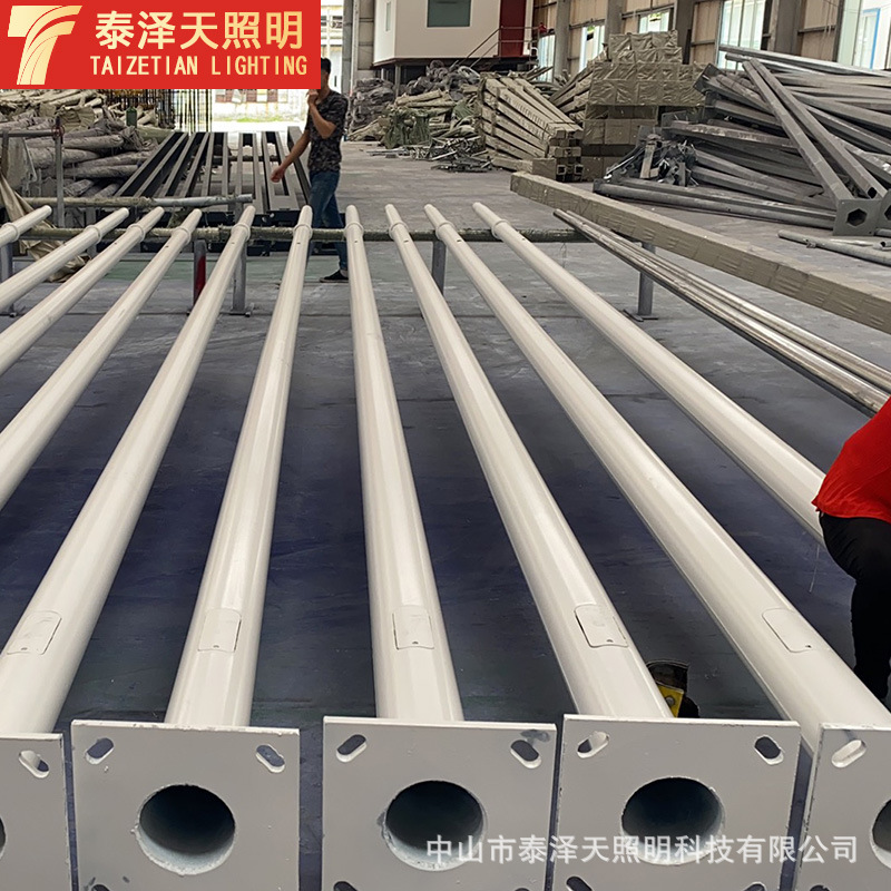 Solar Outdoor Lighting Led Street Light Pole Manufacturer 6.8m 9m Hot Galvanized Light Pole Basketball Court Playground Light Pole