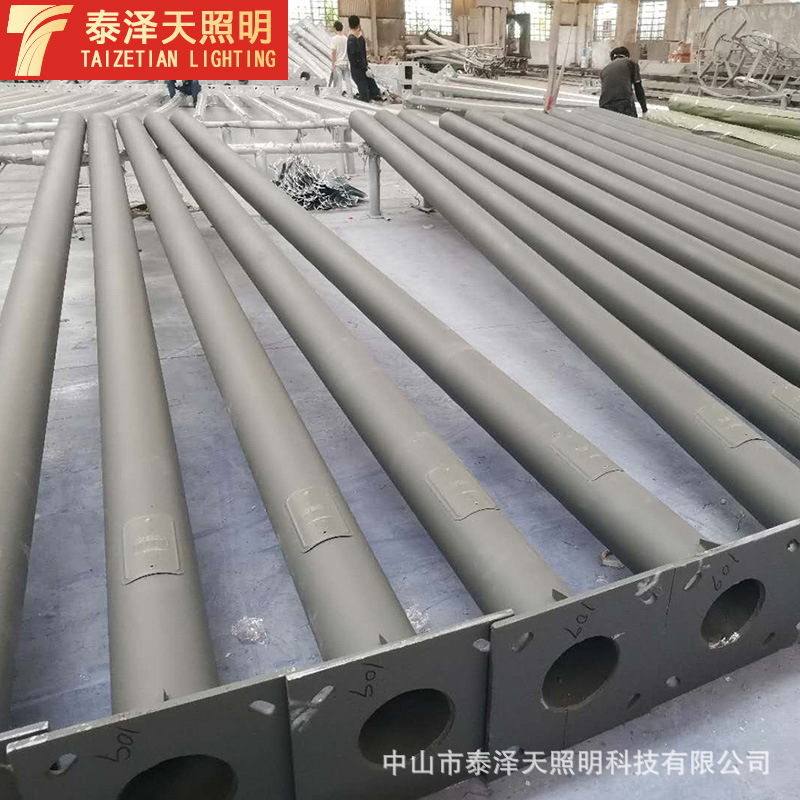 Solar Outdoor Lighting Led Street Light Pole Manufacturer 6.8m 9m Hot Galvanized Light Pole Basketball Court Playground Light Pole