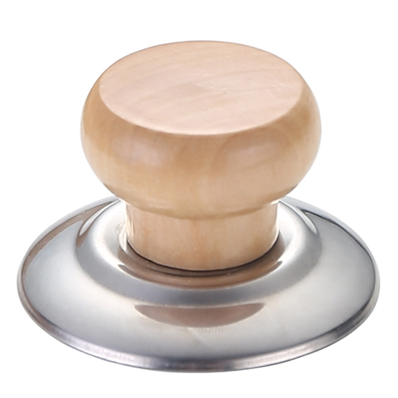Universal solid wood lid handle top bead lid button kitchen accessories stainless steel pot cap factory direct sale
