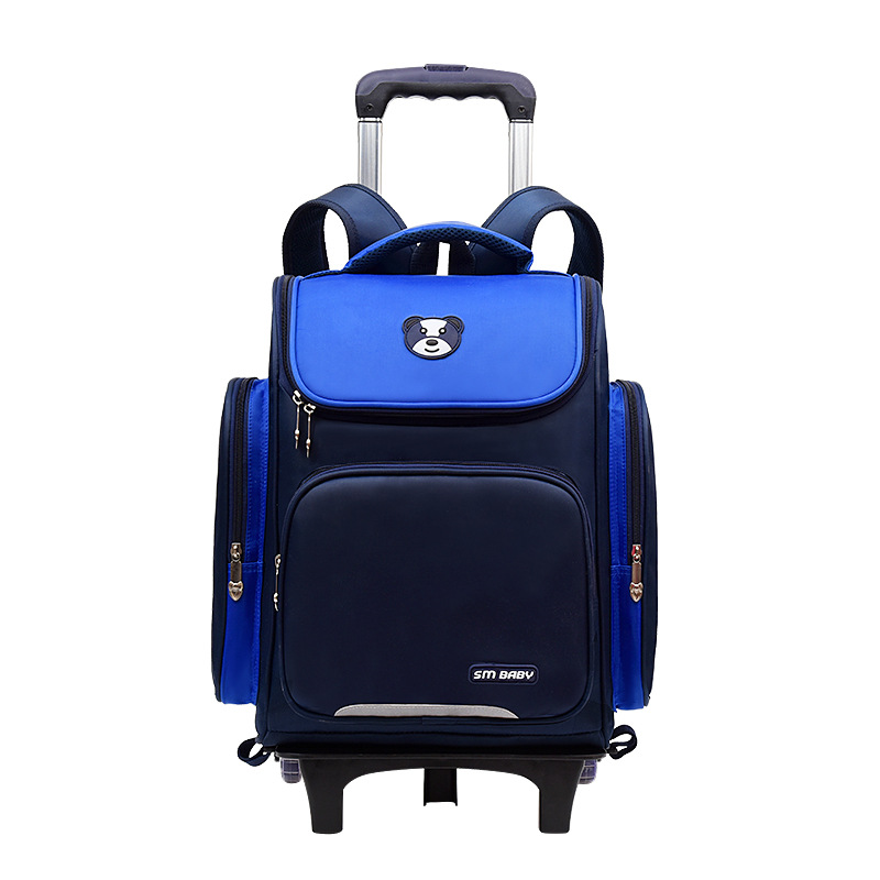 Trolley schoolbag primary school student schoolbag burden-reducing schoolbag trolley children backpack climbing stairs can be printed LOGO