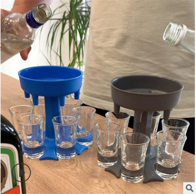 Cross-border explosions wine Dispenser six Cup Decanter 6 Shot Glass Dispenser and Holder