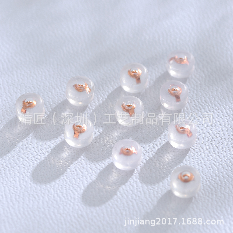 Factory Direct Sales 18K Gold Accessories Real Gold Silicone Ear Plugs Round Ear Plugs Handmade DIY Jewelry Accessible Luxury Style