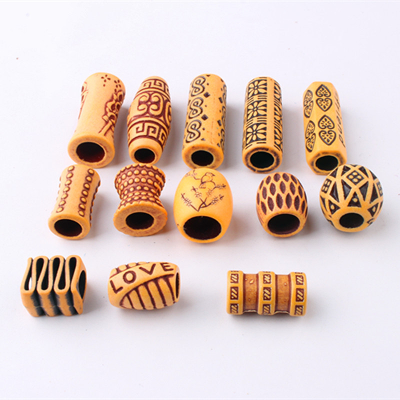 Lei Ghost Dreadlocks Jewelry Beads African Dreadlocks Decorative Large Hole Imitation Wood Plastic Beads Large Hole Beads DIY Jewelry Beads