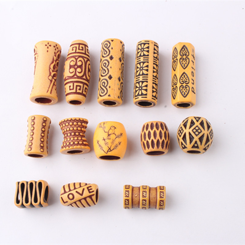 Lei Ghost Dreadlocks Jewelry Beads African Dreadlocks Decorative Large Hole Imitation Wood Plastic Beads Large Hole Beads DIY Jewelry Beads