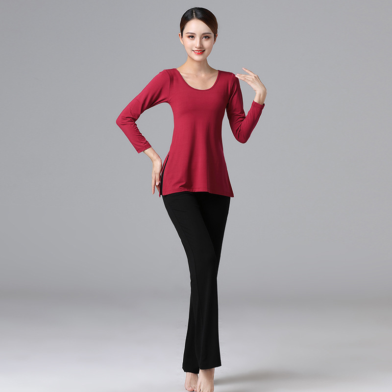 Одежда для танцев для женщин, модальная современная танцевальная одежда, одежда для тренировок на основе тела, двусторонняя юбка для йоги, одежда для классических танцев