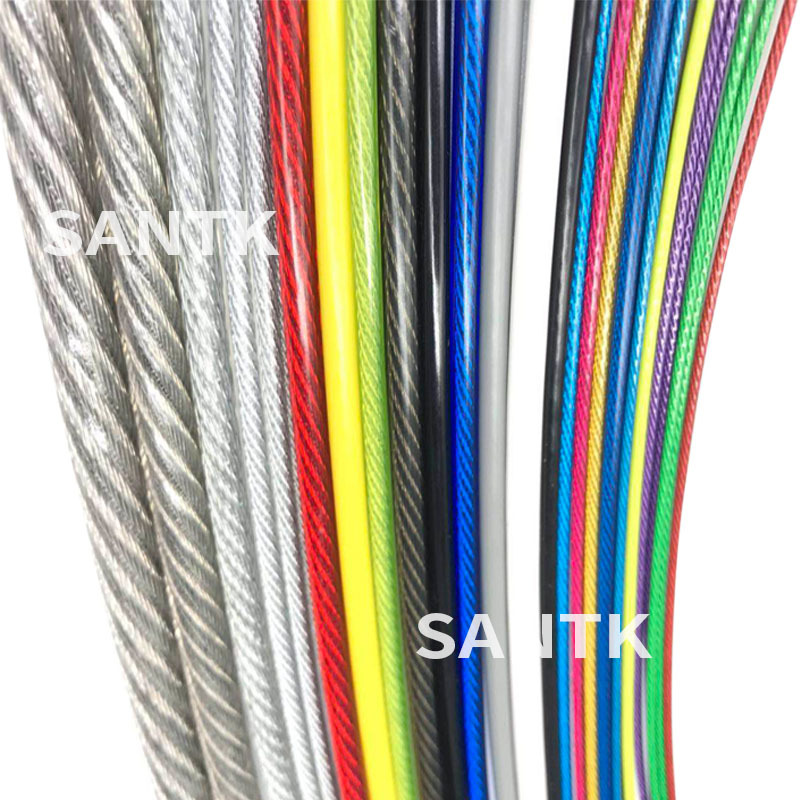 Galvanized plastic coated steel wire rope 2mm red blue pink golden yellow green Milky White purple black PVC rope
