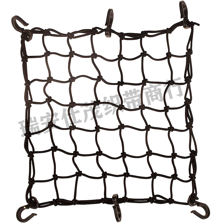Cross-border direct supply cargo net car luggage net encrypted motorcycle net fuel tank net latex elastic net 4mm plastic hook
