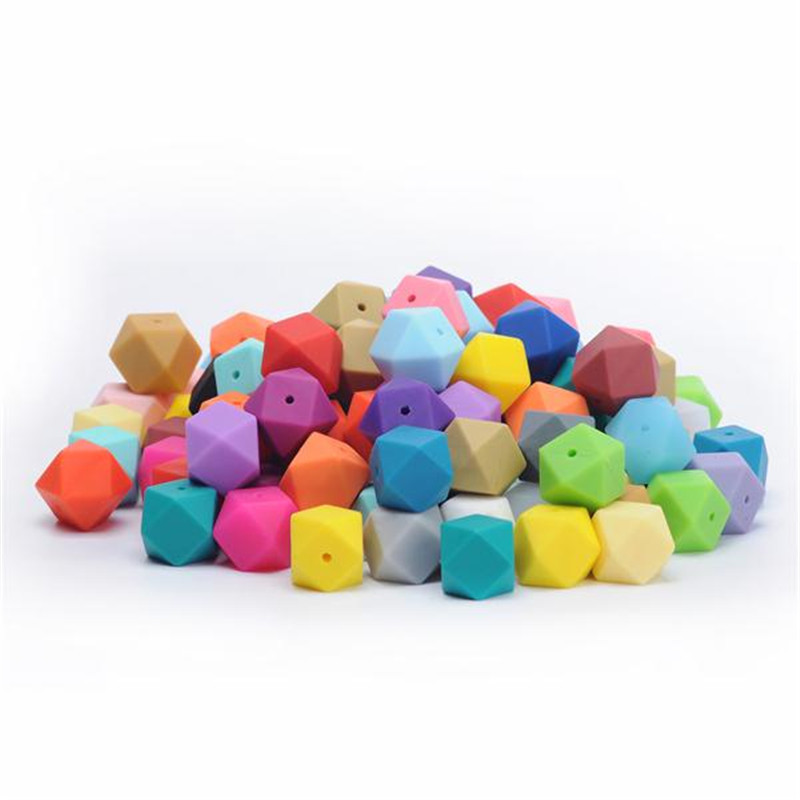 Polygon Silicone Beads 14mm Hexagon Beads Silicone Multicolor Octagonal Beads DIY Pacifier Chain Accessories Wholesale