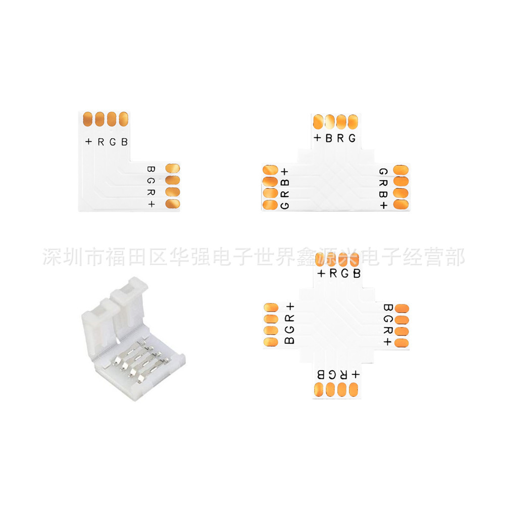 4Pin 10mm5050RGB цветная светодиодная лента, безпайковый соединитель, LT крестовой тип адаптера PCB