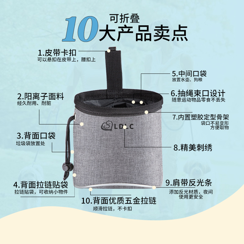 Amazon New Outdoor Pet Food Bag Reflective Dog Walking Food Bag Oxford Cloth Professional Dog Food Bag