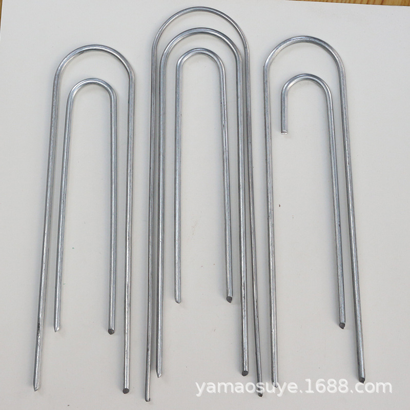 Anti-grass cloth ground nail U-shaped gardening ground cloth lawn galvanized steel wire oblique tip outdoor tent nail film holder