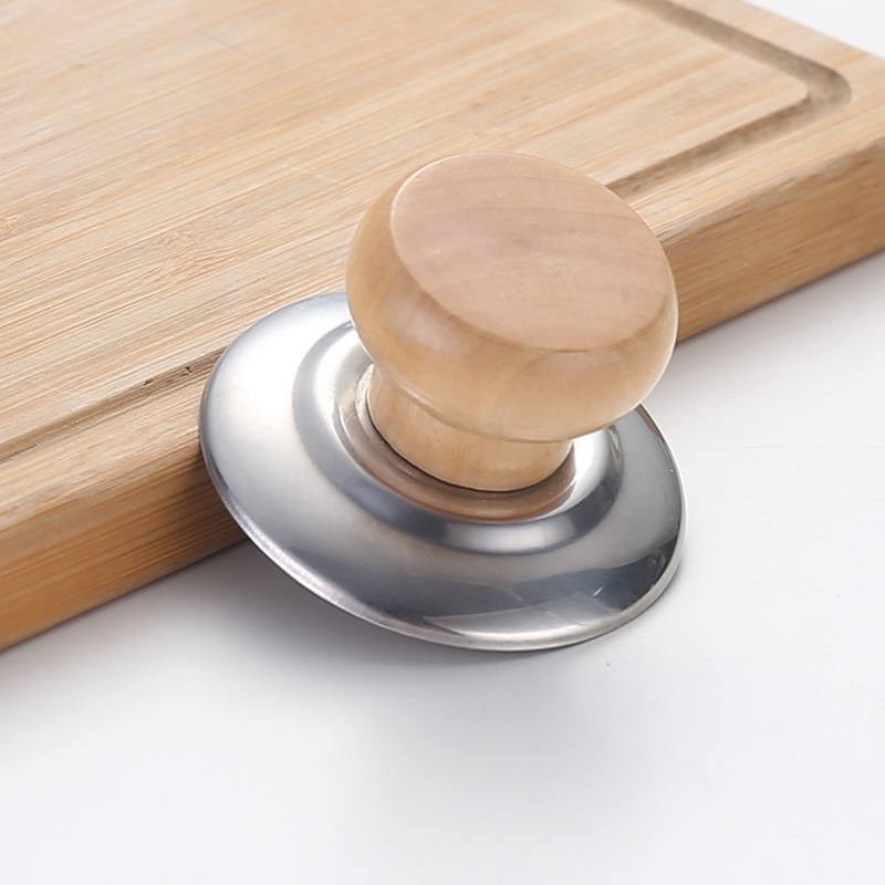 Universal solid wood lid handle top bead lid button kitchen accessories stainless steel pot cap factory direct sale