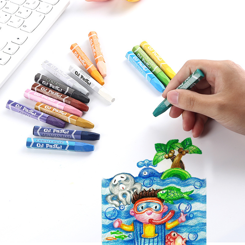Children's baby oil painting stick crayon painting pen color filling pen 12 color 36 Color safe green environmental protection washable wholesale