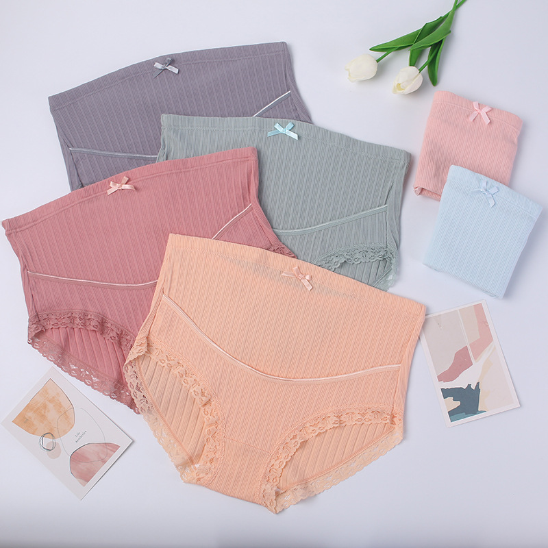 Белье для беременных, большой размер, дышащее, высокая талия, кружевная поддержка живота, регулируемые бриджи