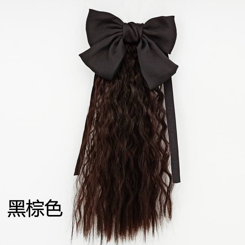 Children's Ponytail Wig Girls' Medium Long Curly Hair Bow Wig Ponytail Cyber Celebrant Tie Corn Hot Ponytail
