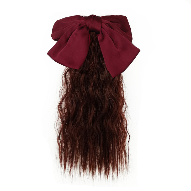 Children's Ponytail Wig Girls' Medium Long Curly Hair Bow Wig Ponytail Cyber Celebrant Tie Corn Hot Ponytail