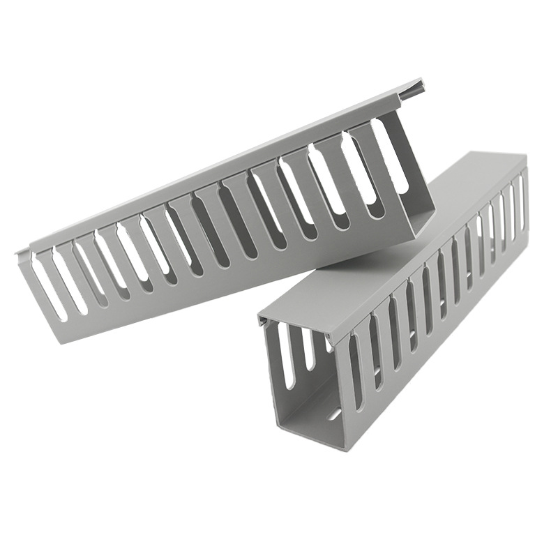 Pvc Cable Duct 80*25 Surface-Mounted Plastic Flame-Retardant Gray Industrial Distribution Cabinet Electrical Box Fine-Toothed Dense-Toothed Walking Cable Duct