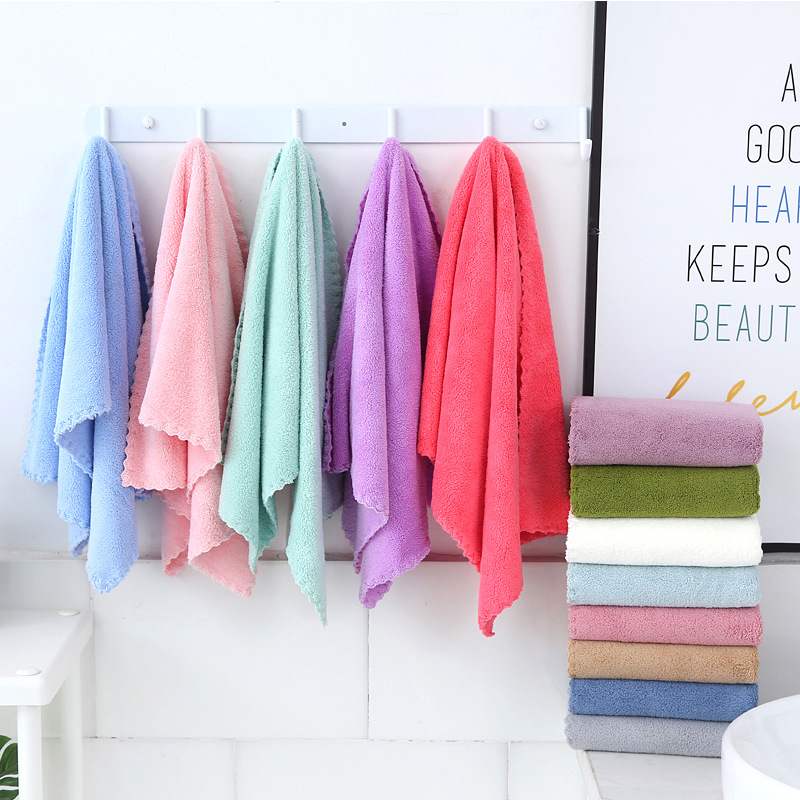 Coral Fleece Towel Cartoon Plain Printed Face Towel Face Towel Double-Sided Absorbent Soft Thickened Household Towel for Adults