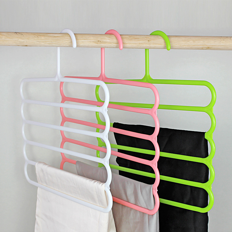 Magic non-slip S-type pants rack multi-layer wardrobe scarf bed sheet tie storage rack five-layer windproof drying rack