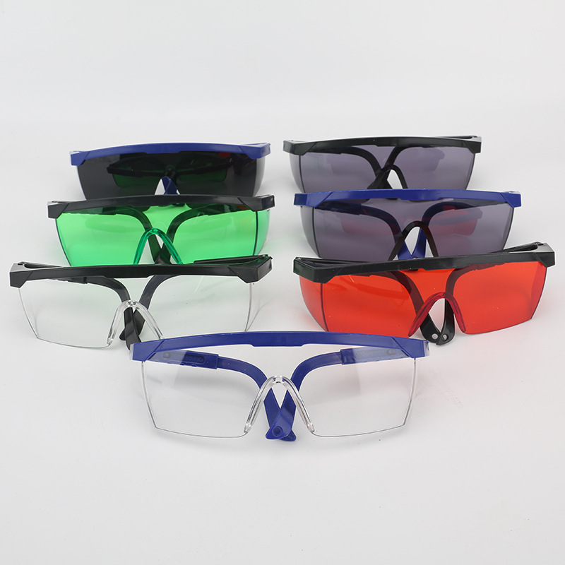 Production and processing of retractable blue white anti-dust goggles polished cutting splash impact protection riding protective glasses