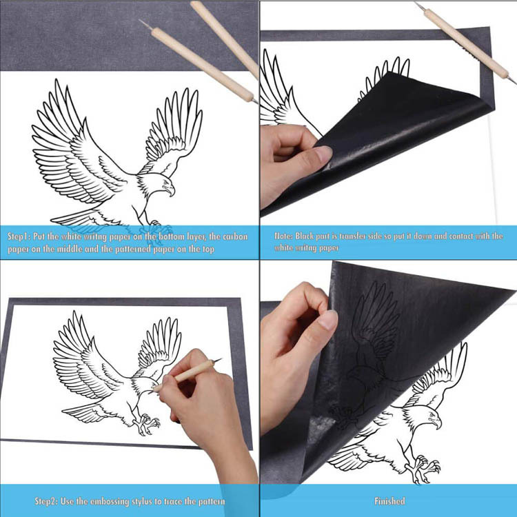 Factory direct supply graphite carbon paper painting clothing tracing paper A4 black carbon paper single black 50 sheets